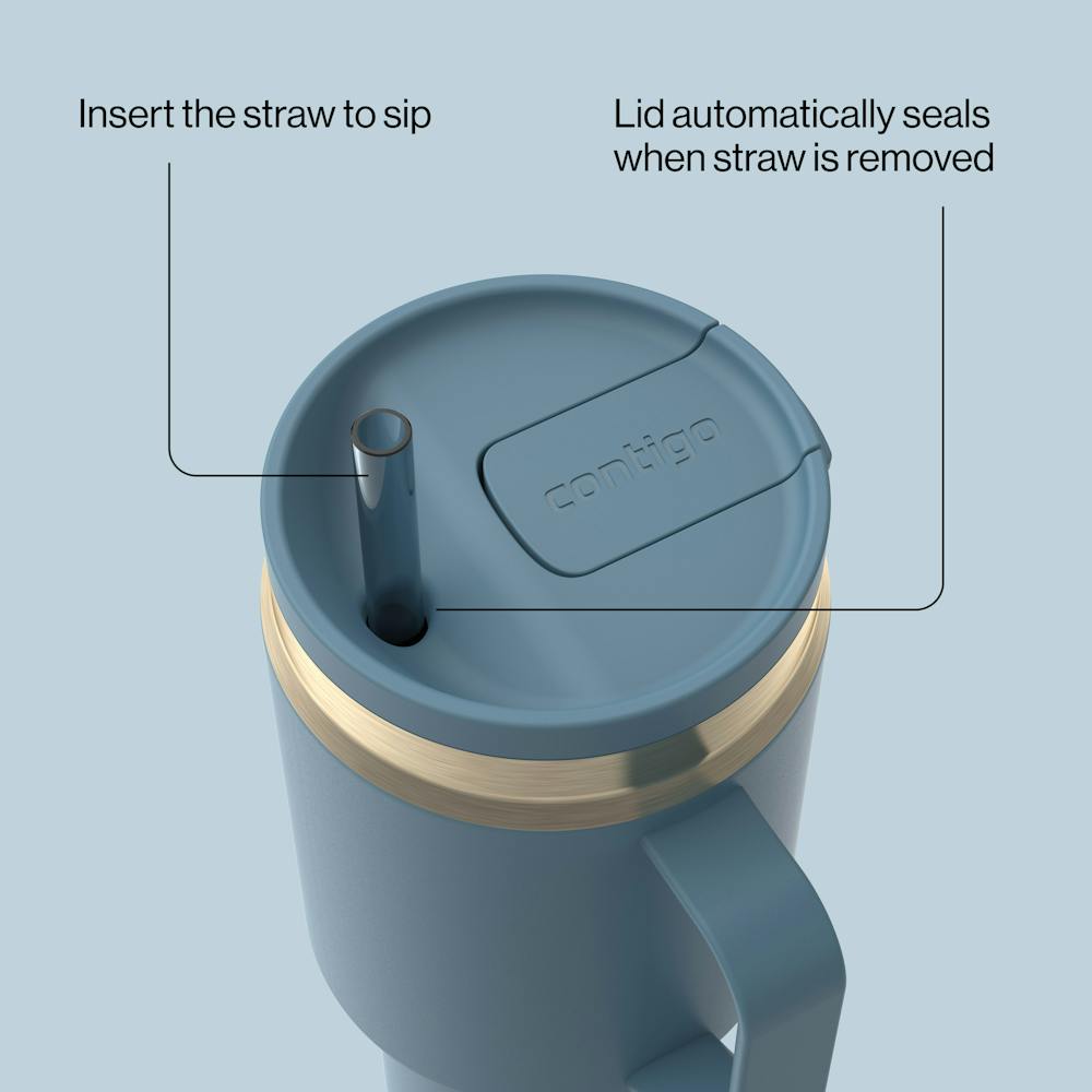 30 oz SnapSeal™ Tumbler (w/ Straw & Handle) - Denim Champagne