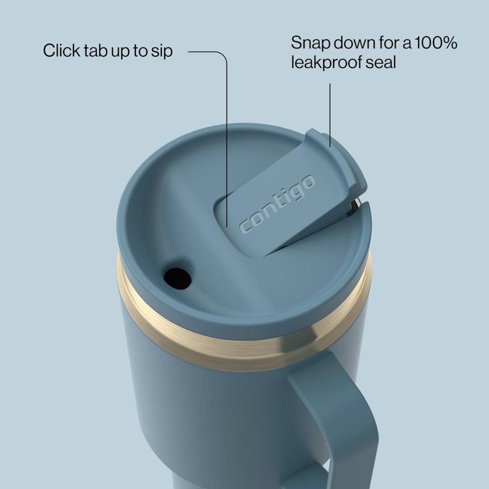 30 oz SnapSeal™ Tumbler (w/ Straw & Handle) - Denim Champagne
